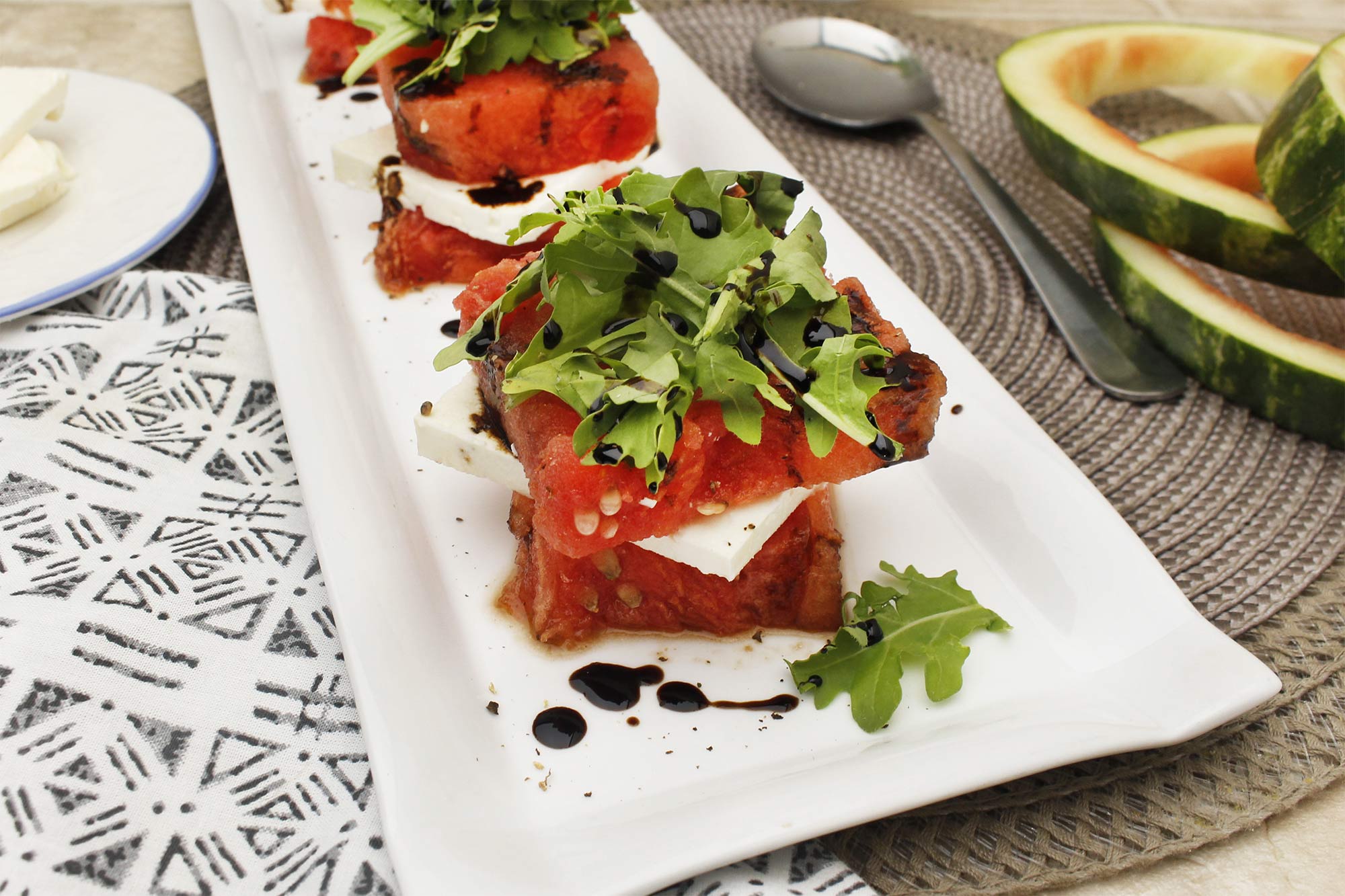 Grilled Watermelon and Feta Stacked Salads