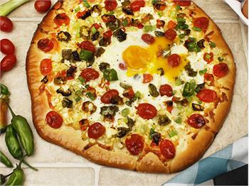 Grilled Shishito Pepper, Corn and Tomato Pizza