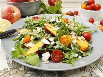 Peaches, Mint & Feta Green Salad