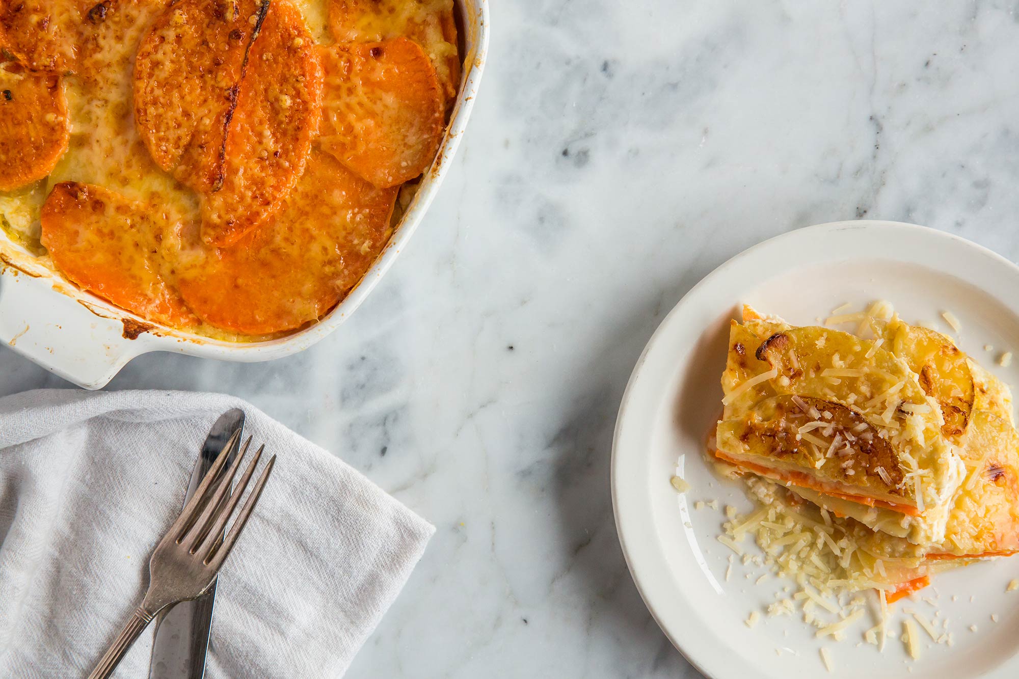 Full Circle - Recipe: Garnet Yam &amp; Yukon Gold Potato Gratin