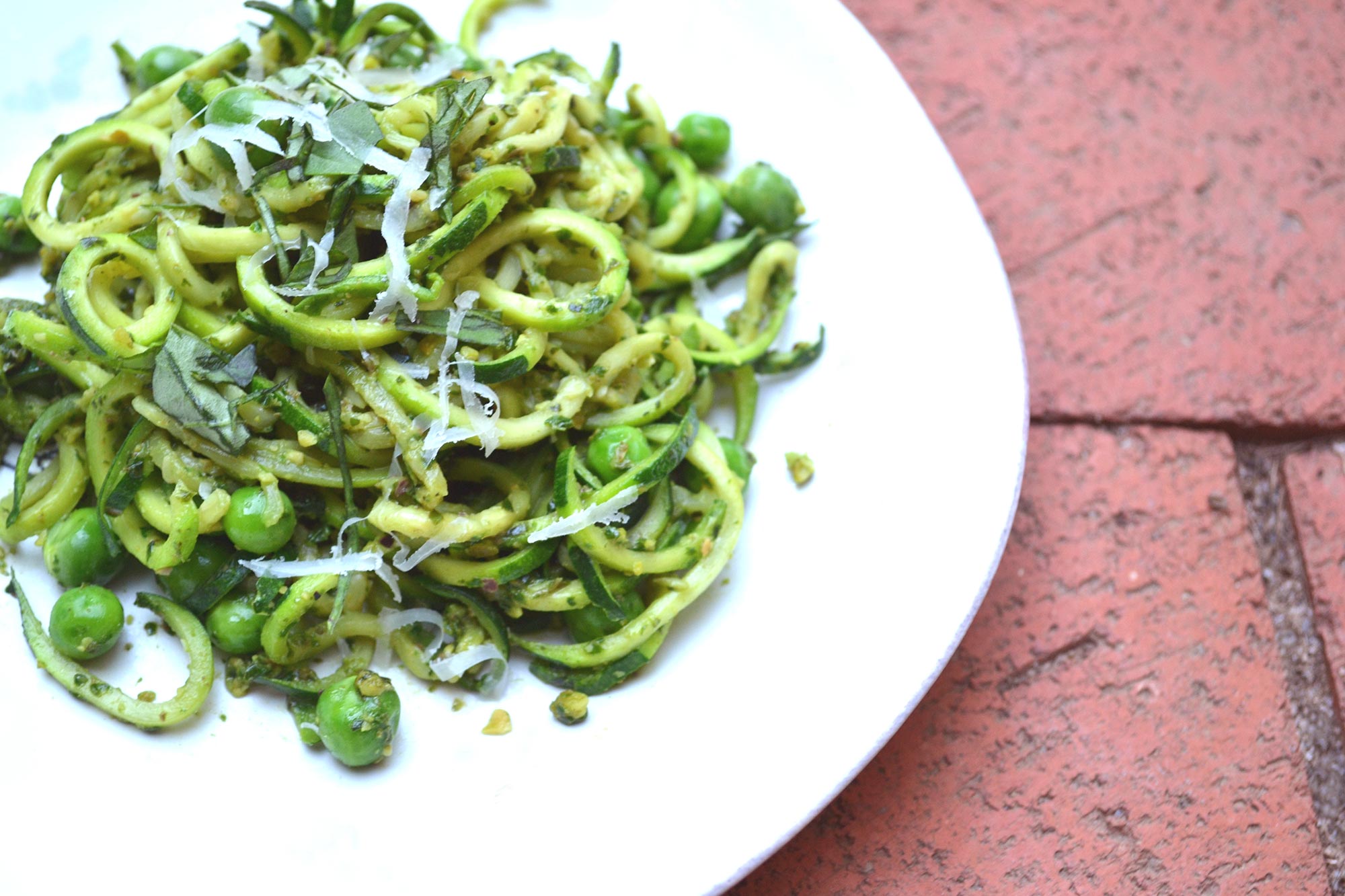 Pistachio Pesto with Zucchini Noodles