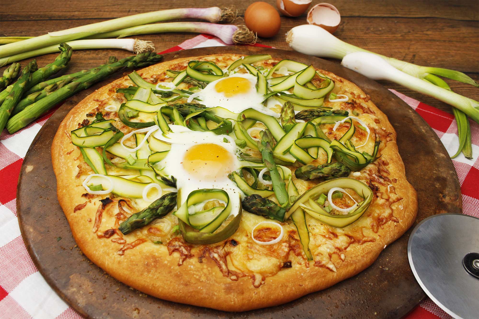 Asparagus, Green Garlic and Spring Onion Pizza