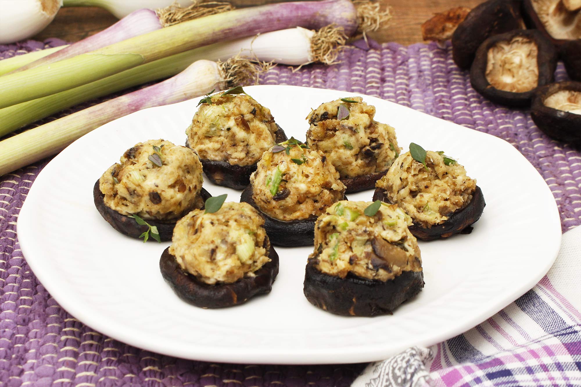 Green Garlic Stuffed Mushrooms