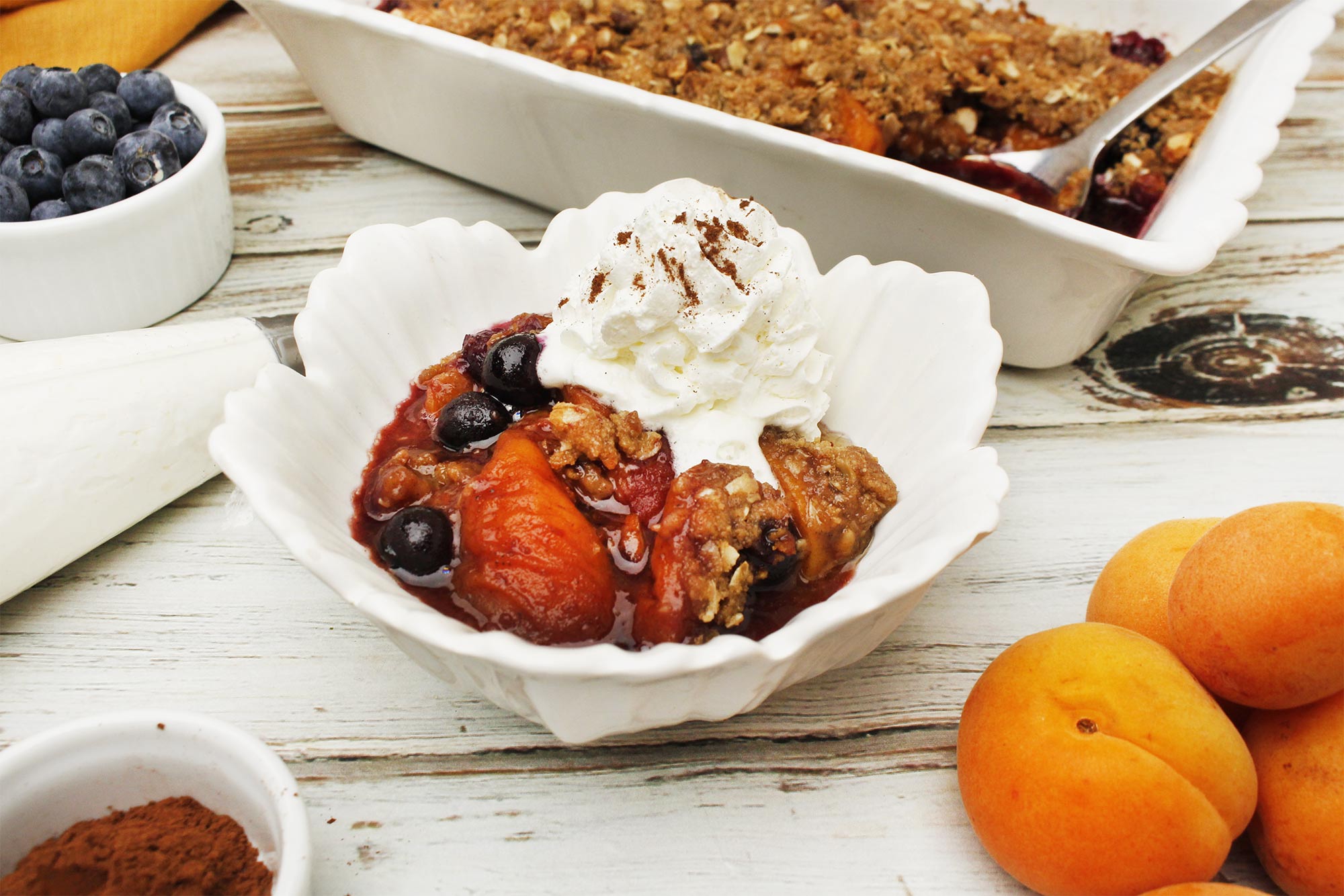 Apricot and Blueberry Crumble