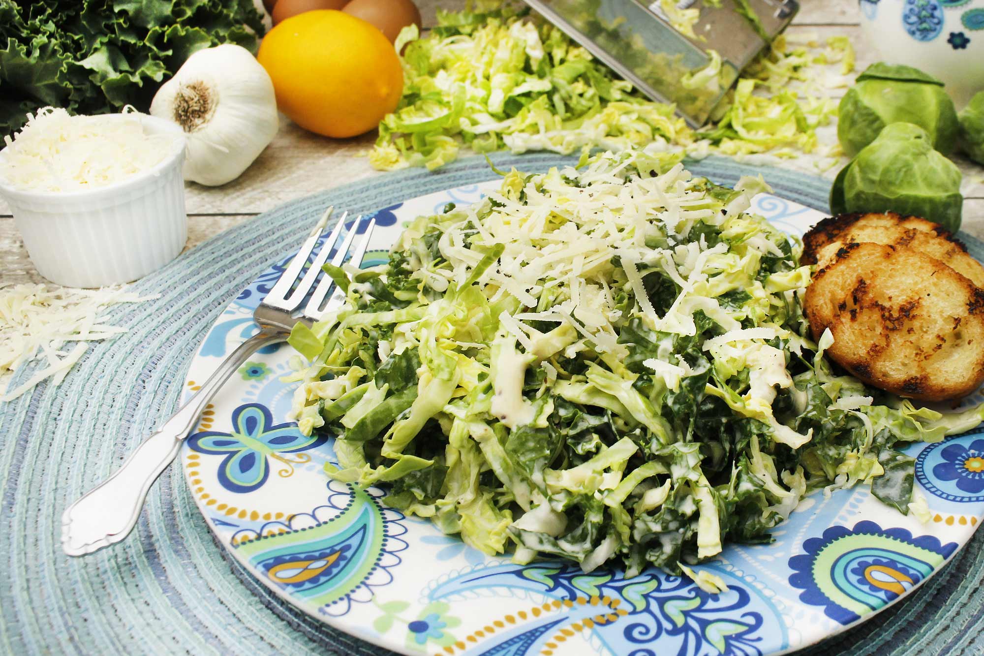 Kale & Brussels Sprouts Caesar Salad