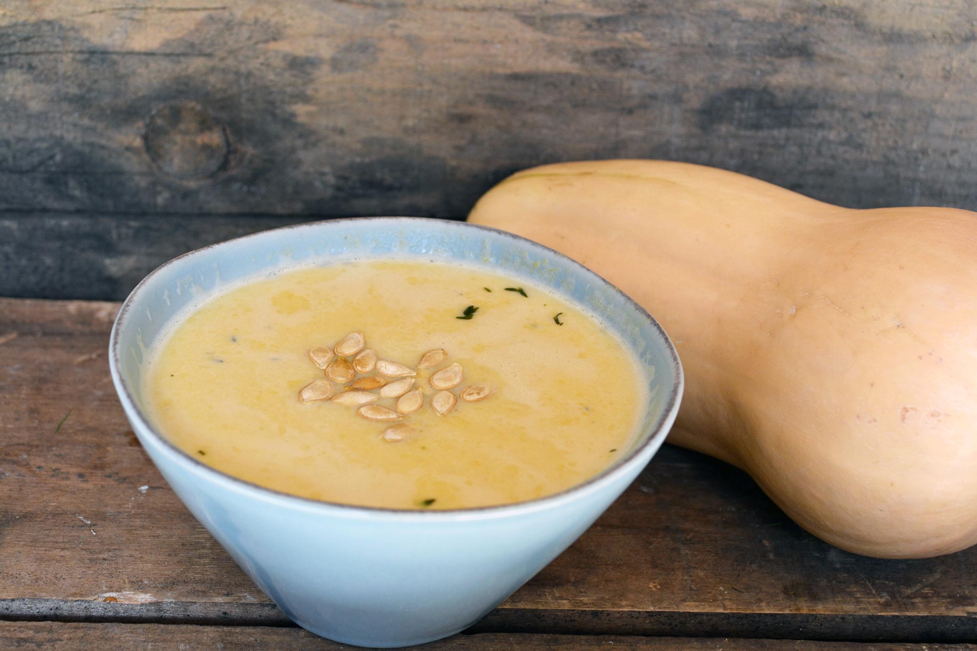 Butternut Squash Soup with Roasted Seeds