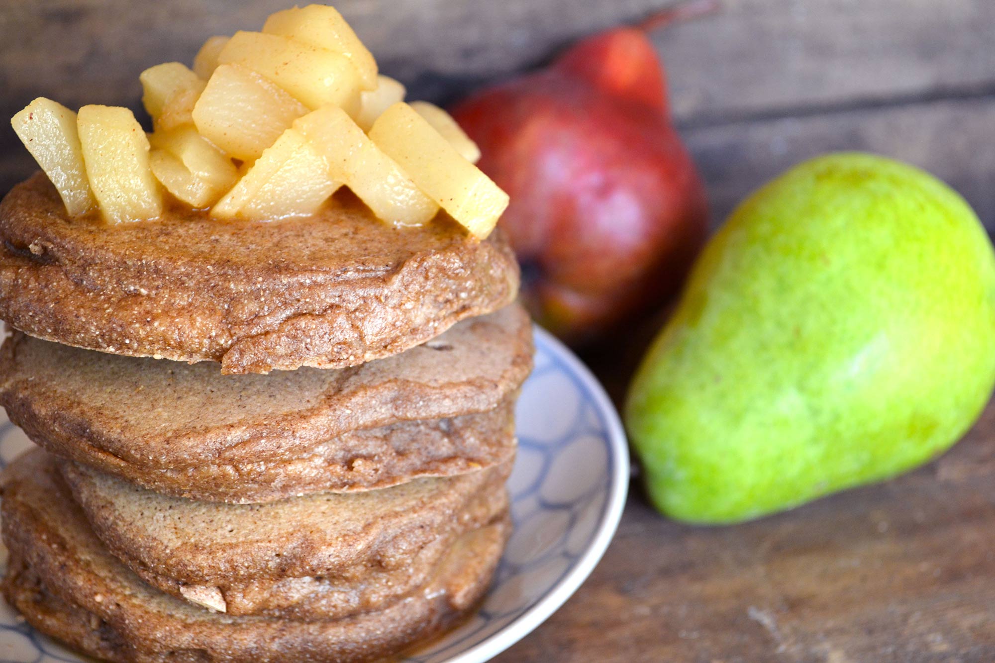 Barley Flour Pancakes with Spiced Pear Compote