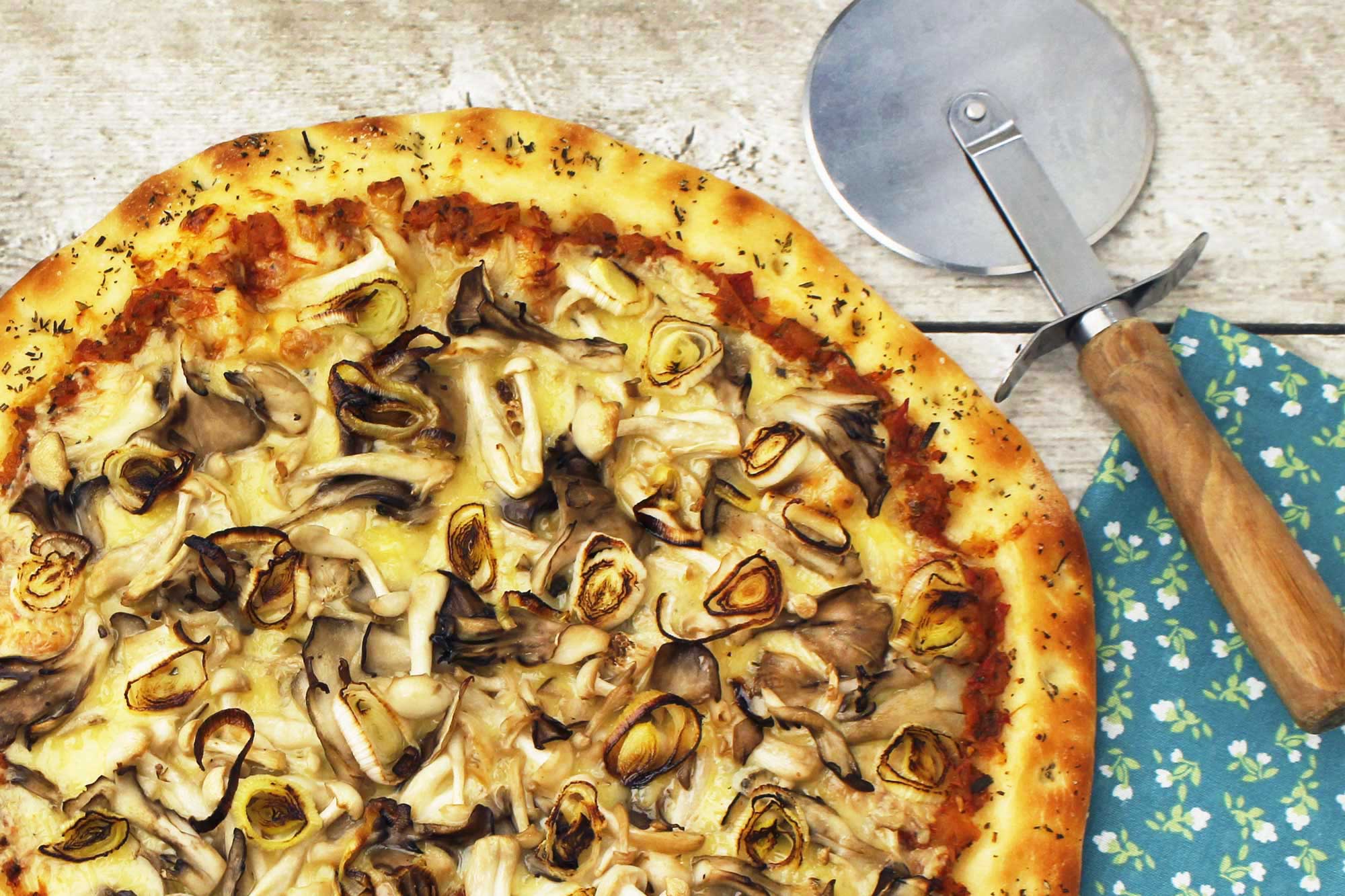 Leek and Mushroom Pizza