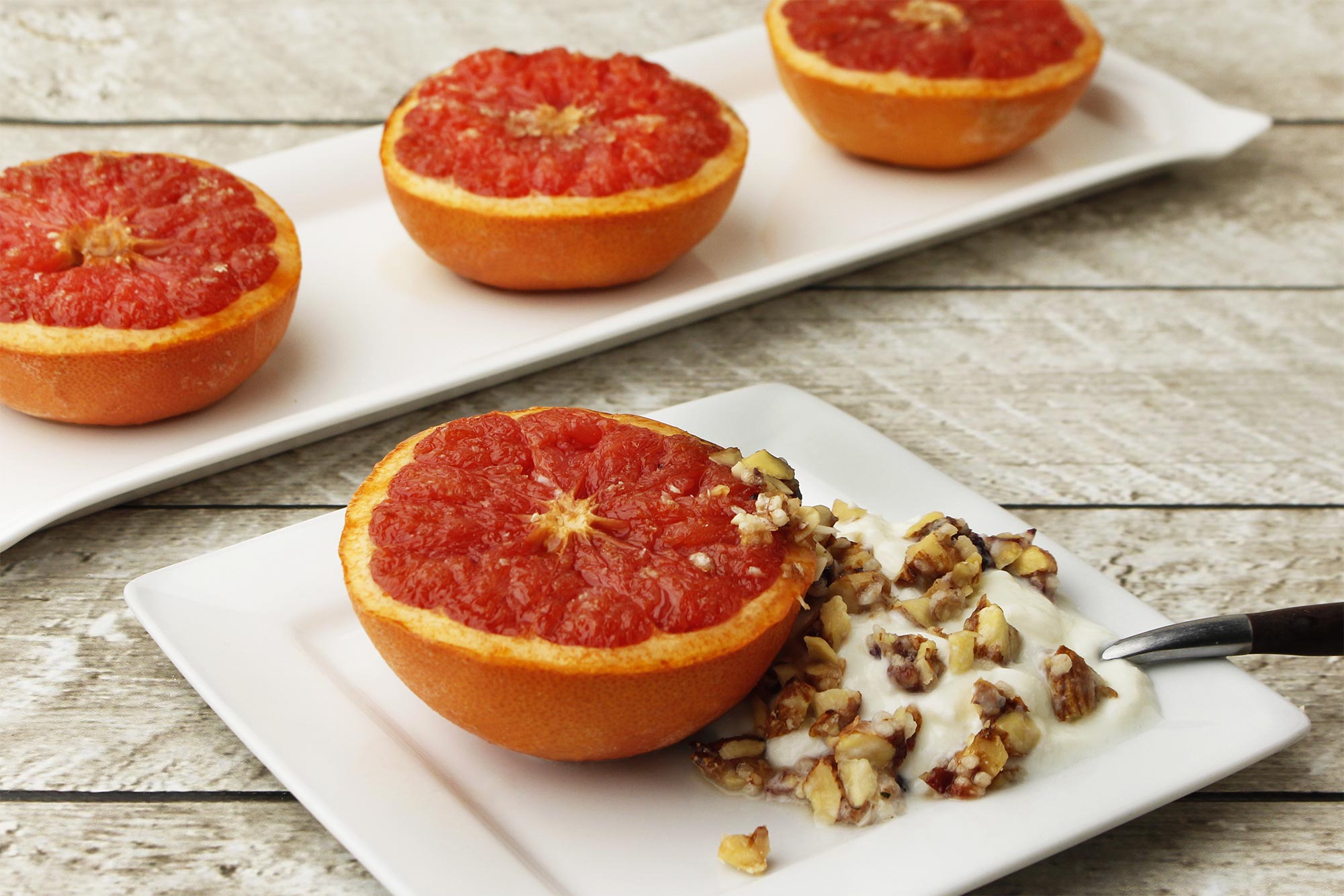 Broiled Grapefruit with Greek Yogurt