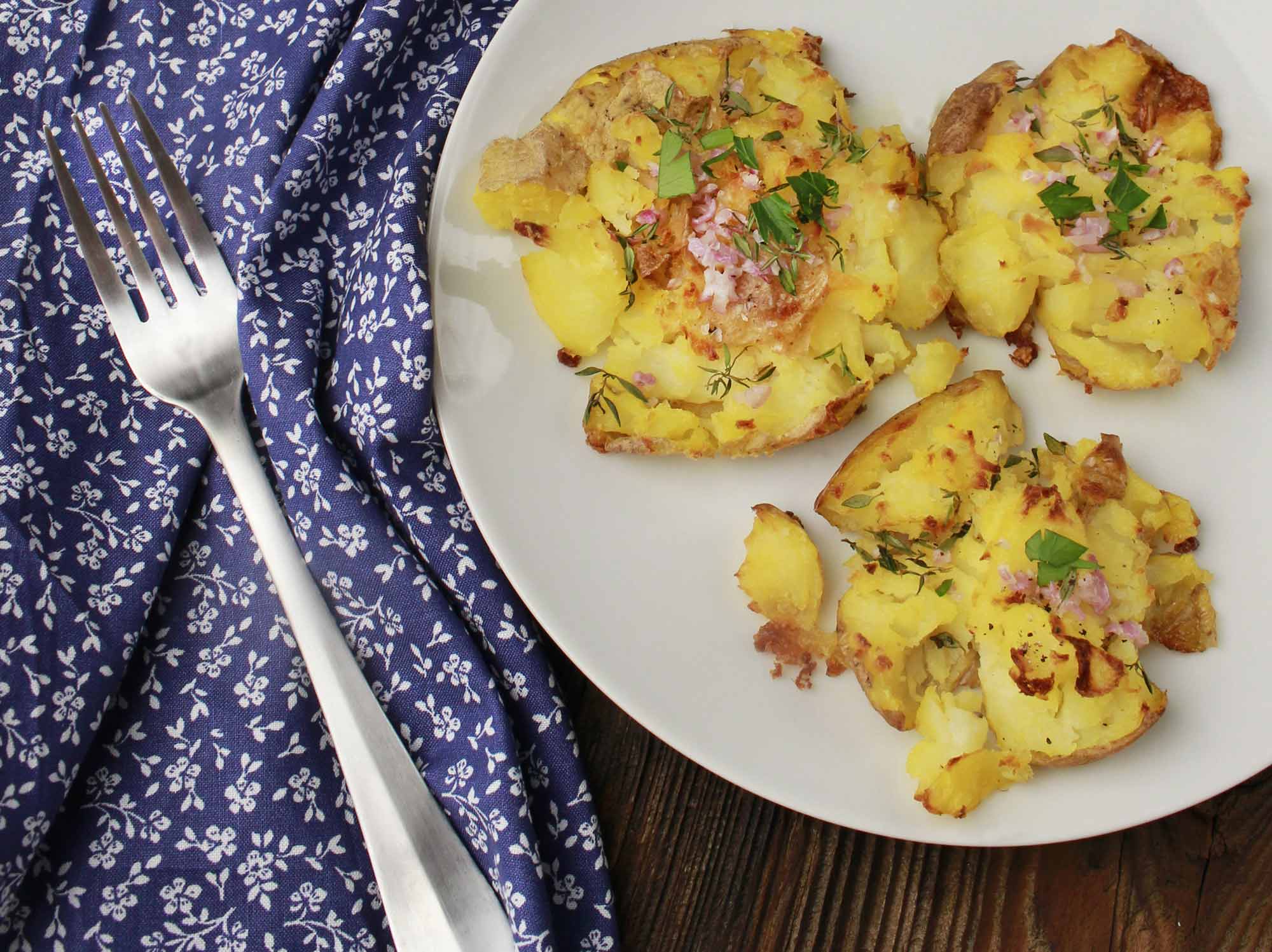 Fork-Crushed Potatoes with Shallots