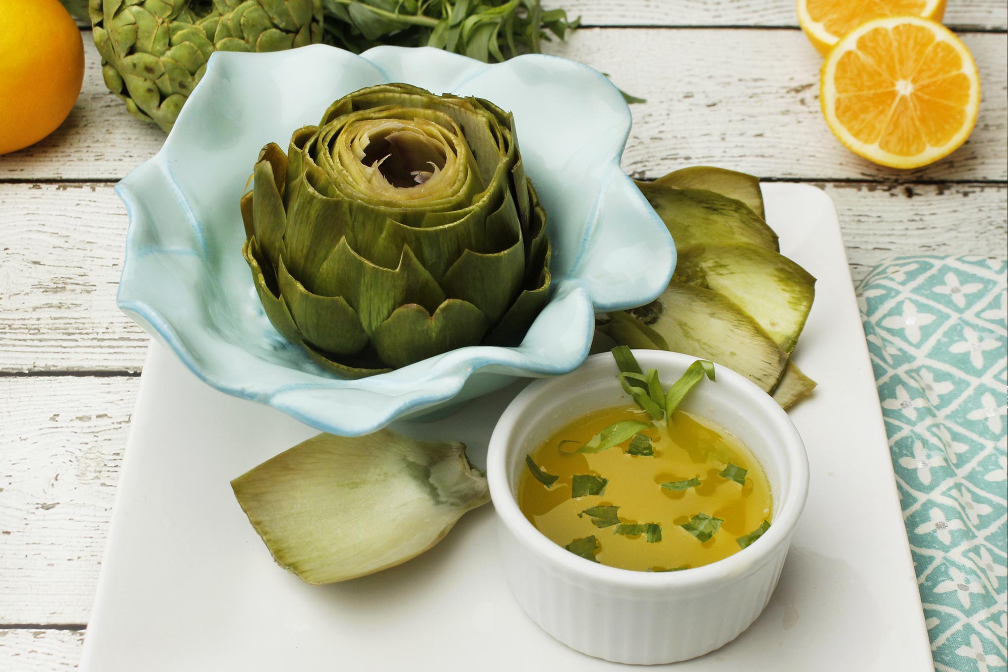 Steamed Artichokes with Tarragon Butter