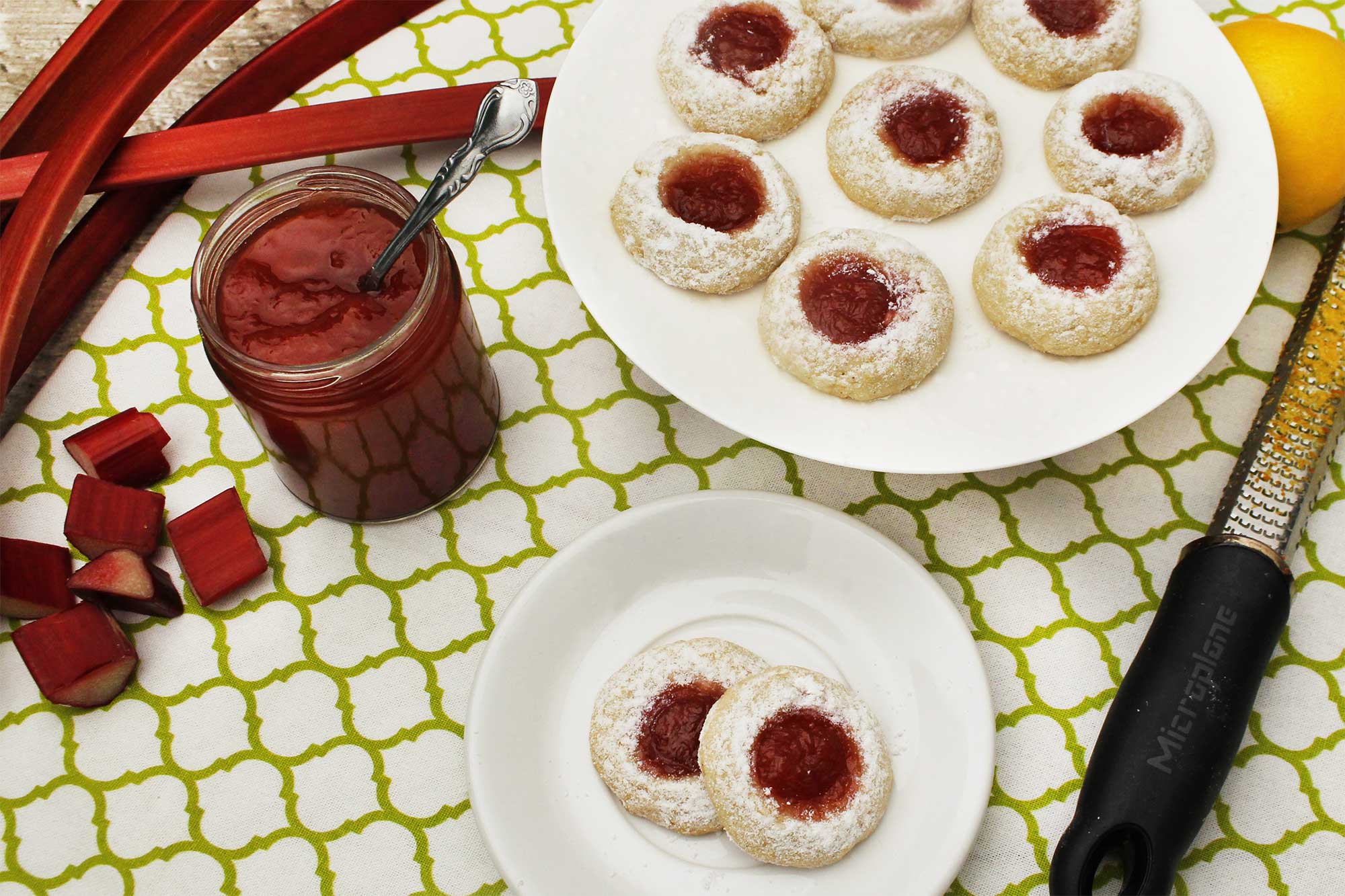 Almond Rhubarb Thumbprint Cookies